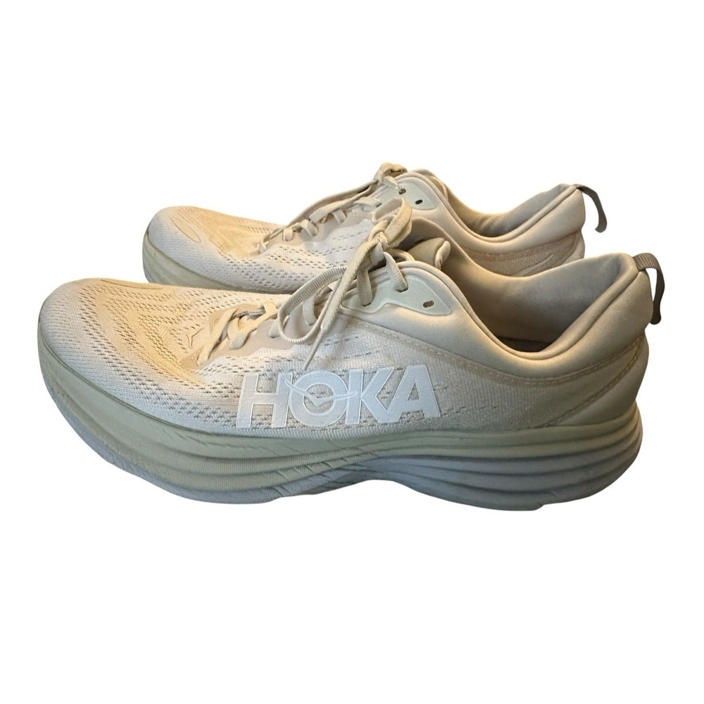 HOKA One One Shoes Men's Bondi 8 Everyday Running Shoes Size US 14D Cream #S32-8 - Picture 6 of 14